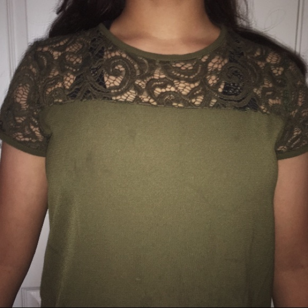 Dressy Dark Green Lace Shirt